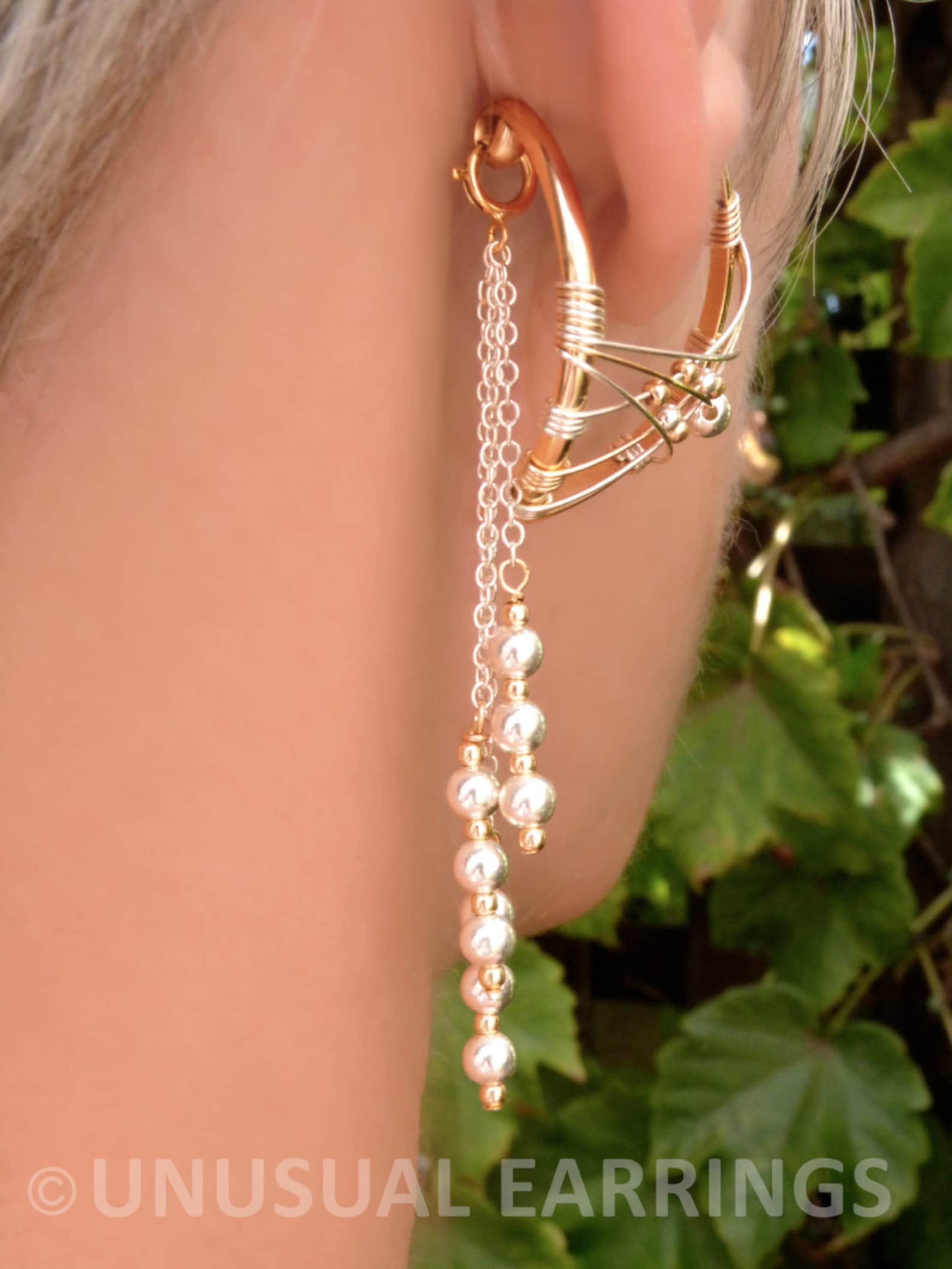 Nonpierced earrings unpierced Mixed metal gold and silver Etsy