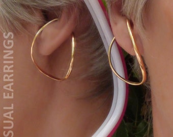 non-pierced earrings, unpierced earrings, 14K Gold Filled ear cuff, ear wrap, earring jackets, minimalist earcuff, clip-on earring