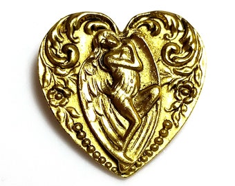 Broche coeur Naissance de Vénus Aphrodite fille nue