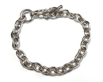 Pulsera de cadena de eslabones tono plata ajustable estilo vintage