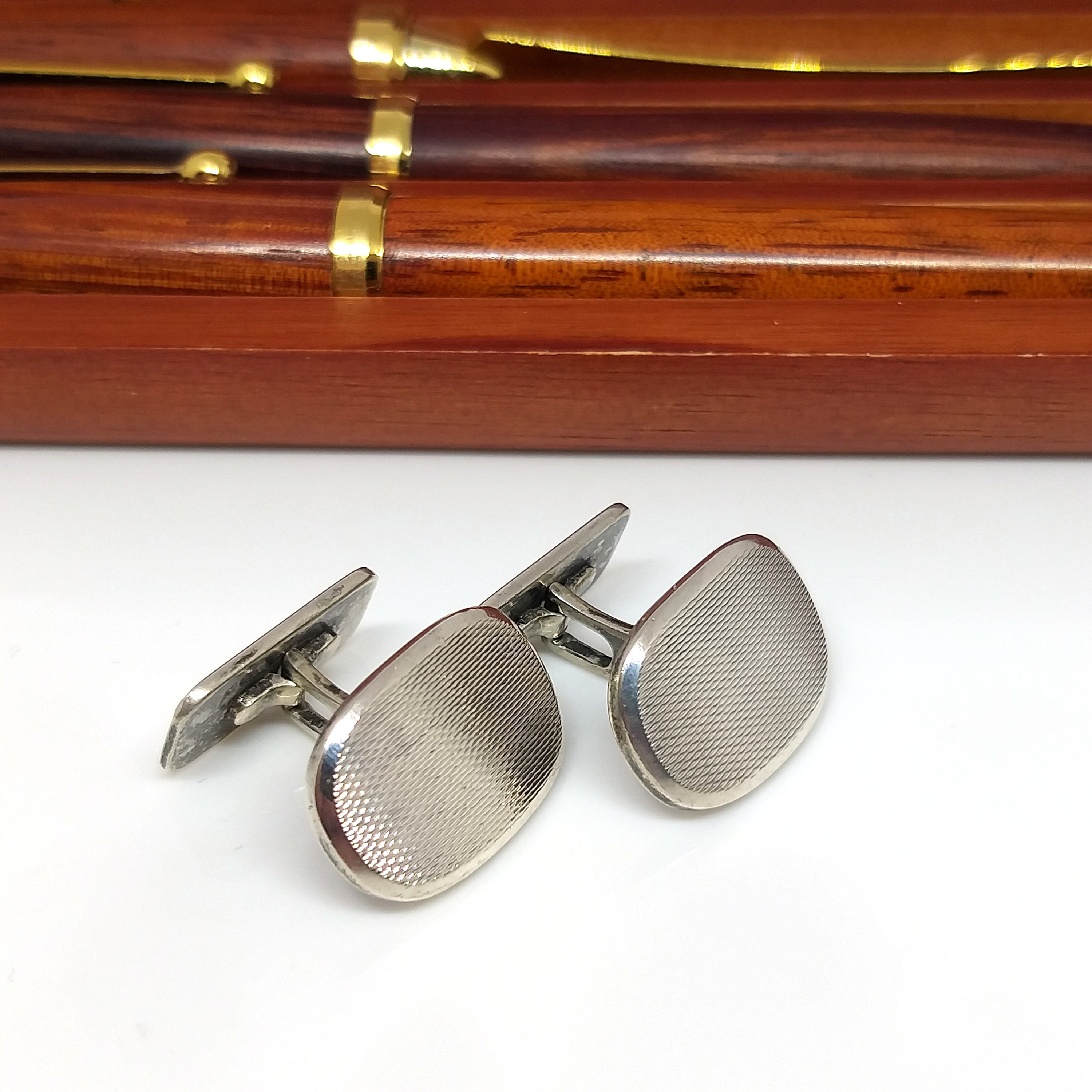 Boutons De Manchette Anciens Art Déco RUSCH Allemagne Argent 835 - Occasion Très Bon État