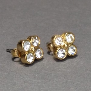 Boucles D'oreilles Vintage Avon Ireland - Métal Doré Et Pierres Roses/violettes - Occasion