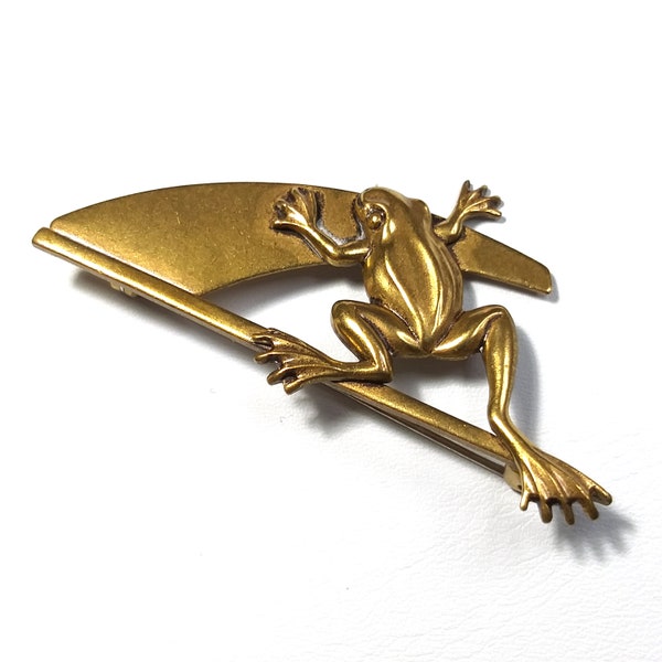 Broche grenouille dorée vintage