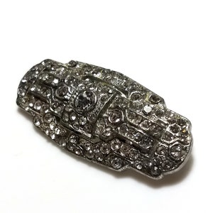Clear Rhinestone Silver Tone Brooch Vintage