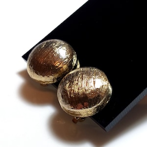 Small Round Brushed Button Shape Clip on Earrings Vintage