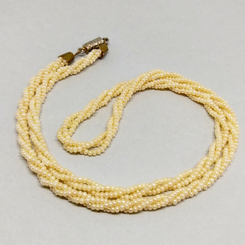 Twisted Seed Beads Necklace Antique Twisted 3 Strand Pearl Etsy