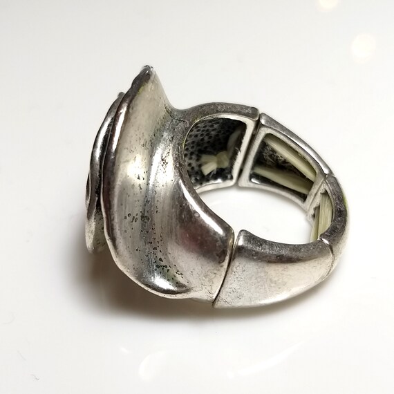 Sweet7 Signed Stretchable Abstract Silver Tone Ri… - image 8