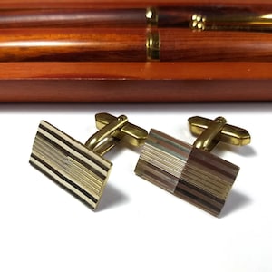 Diamond cut cuff links gold tone vintage