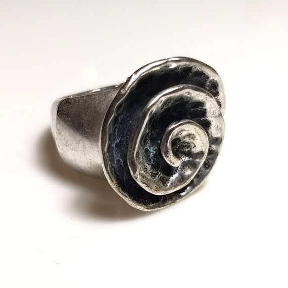 Sweet7 Signed Stretchable Abstract Silver Tone Ri… - image 6