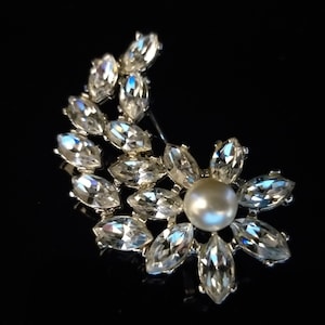 Clear rhinestone wedding spray brooch vintage