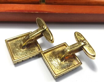 Boutons De Manchette Plaqué Or Et Pierre Ambre - Ancien - Occasion Très Bon état - Doré