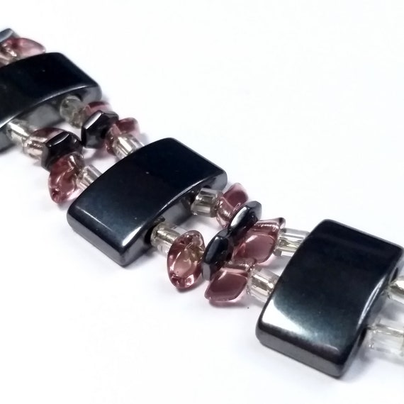 Magnetic Hematite Beaded Bracelet Signed TENG YUE… - image 3