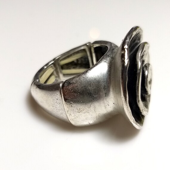 Sweet7 Signed Stretchable Abstract Silver Tone Ri… - image 2