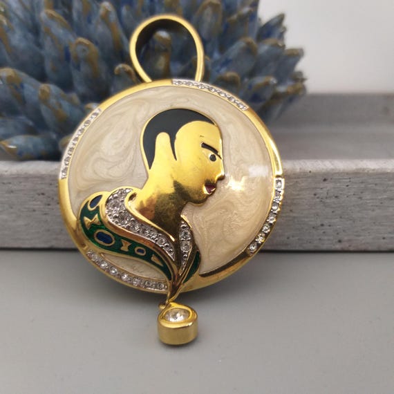 Pendentif Vintage émaillé Métal Doré - Occasion Bon état - Fabriqué En France