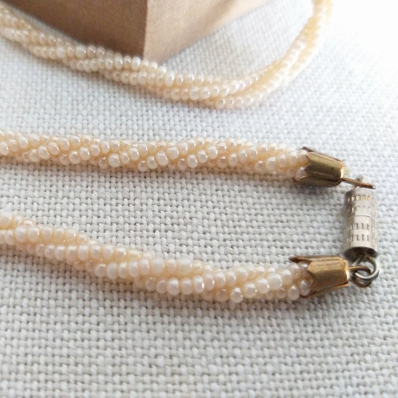 Twisted Seed Beads Necklace Antique Twisted 3 Strand Pearl Etsy