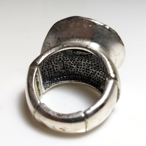 Sweet7 Signed Stretchable Abstract Silver Tone Ri… - image 3