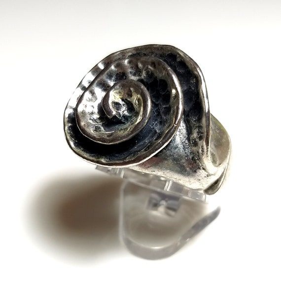 Sweet7 Signed Stretchable Abstract Silver Tone Ri… - image 7