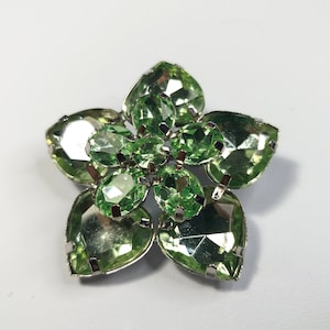 Large Green Plastic Flower Brooch Vintage