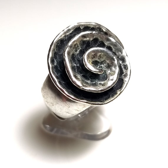 Sweet7 Signed Stretchable Abstract Silver Tone Ri… - image 4