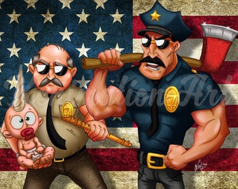 American Flag, Axe Cop Art Print - America, Fan Art
