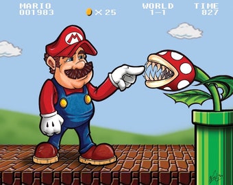 Nintendo Mario "I'm Not Touching You" Mario Bros Game Art Print - Fan Art