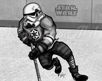 STAR WARS Stormtrooper Hockey Player (Chicago Blackhawks) Art Print - Movie Fan Art