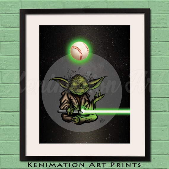 Star Wars Yoda Baseball Art Print Jedi Grand Master Movie Etsy