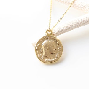 Gold Coin Necklace Boho Necklace, Roman Ancient Greek Vintage Coin Necklace Jewelry Medallion bohemian layering necklace Gift for her Dainty