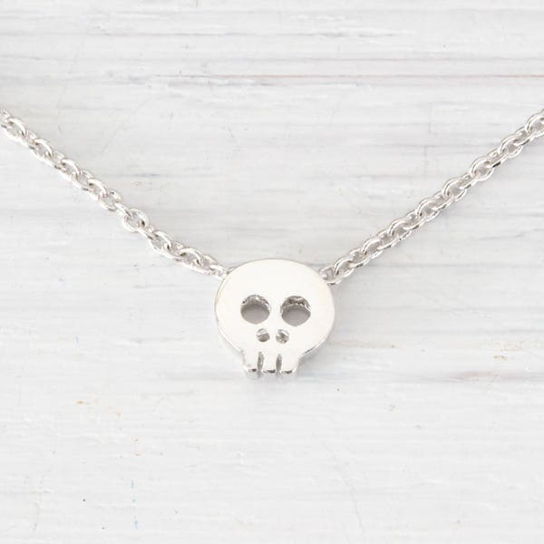 Petite tête de mort argent Collier, petite tête de mort Mini minimalistische Collier hangende bijoux délicats Eenvoudige délicat