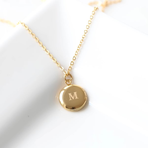 Medallón Collier. Collier médaillon rond en or. Foto personalizada del pequeño collier. Pequeño cadeau d'anniversaire de Noël pour mariage