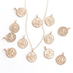 Collana Di Monete Zodiacali d'Oro. Dainty Astrologia Pendente Segno Costellazione Collana Celeste Collana Collana Fortunata Regalo per il suo Compleanno