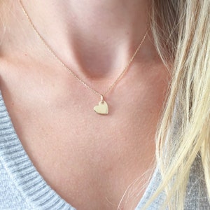 Personalized Gold Heart Necklace. 18K Love Initial Necklace Small Heart Pendant Christmas Birthday Friendship Gift Minimalist DaintyTiny