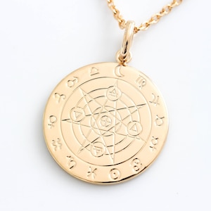 Zodiac Gold coin Necklace. Gold filled Dainty Personalized Astrological Disc Necklace Gift For Her Layering Jewelry Monogram Taurus Gemini