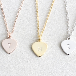 Heart Necklace Dainty Small Heart Love Initial Necklace thanksgiving Gift Minimalist Simple Delicate Everyday Birthday Silver Pendant