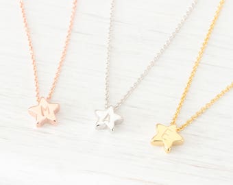 Winzige Gold, Rose Gold, Silber Stern Charme Halskette, kleine erste minimalistische einfache zierliche zarte jeden Tag, Geschenk für ihre beste Freundin