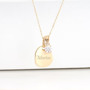 Gold Solitaire CZ Necklace. Personalized Delicate Gold Filled Necklace Tiny Zircon pendant Gift For Her Layering Christmas Gift Bridesmaids