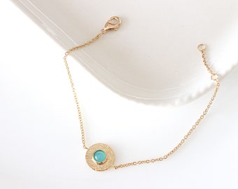Turquoise Gold Hammered Bracelet. Antique Gold Bracelet gold chain bracelet Minimalist jewelry friendship bracelet gift for her