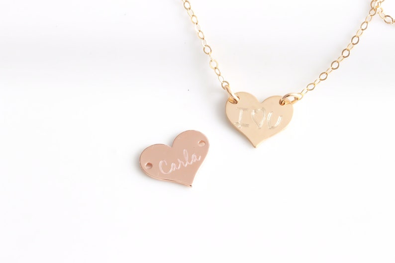 Heart Gold Filled Personalized Necklace. Dainty cute choker necklace Custom love Necklace Gift for her Bridesmaid Gift friendship gift image 2