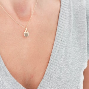 Collar de disco Dainty de moneda de oro. Collar personalizado relleno de oro Delicado regalo para sus damas de honor Novia Navidad Cumpleaños Bautismo imagen 7
