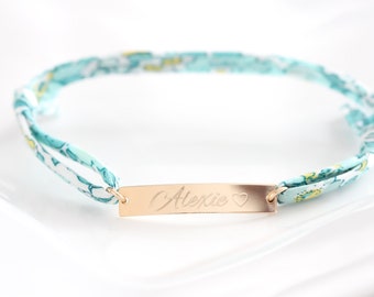 Liberty of London Fabric Bracelet. 14K Gold Filled bracelet Baptism Flower Girl Kids Bracelet Jewelry Girls Bracelet Initial Monogram