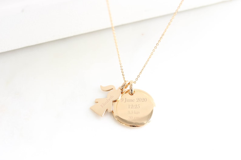 Baby Boy Gold Coin Engraved Necklace. Birth Gold Filled Dainty Etsy