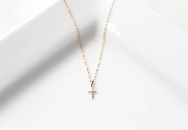 Gold Cross Necklace Dainty Jewelry Religious Necklace Catholic - Etsy ...