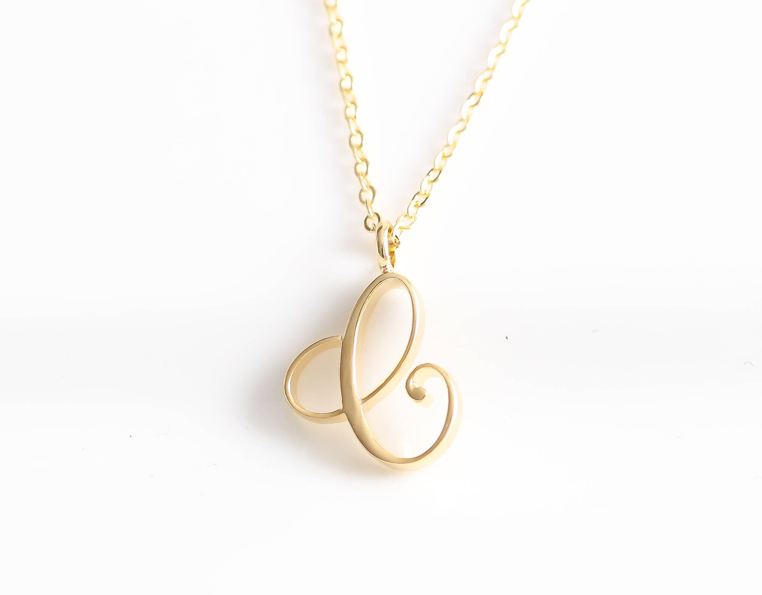 Cursive letter Necklace, Initial Necklace, Gold Necklace. Alphabet necklace Best Friend Necklace Personalized Bridesmaid Gift Minimalist