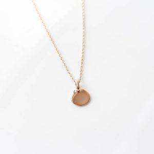 Collar de disco Dainty de moneda de oro. Collar personalizado relleno de oro Delicado regalo para sus damas de honor Novia Navidad Cumpleaños Bautismo imagen 3