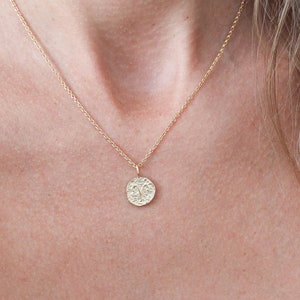 Zodiac Gold Coin Necklace. Dainty Tiny astrological Sign Constellation Necklace Gold filled Lucky Necklace Birthstone Gift for her Birthday image 5