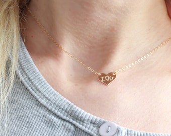 14K Gold Filled Heart Necklace, Choker necklace Custom Personalized Necklace Gift for her Bridesmaid Gift friendship gift Rose Gold
