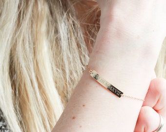 14K Gold Filled Name Bar Armband: Personalisiertes ID Armband