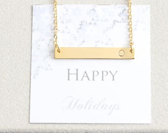 Personalized Gold Initial Bar Necklace, Dainty Hand Stamped Initial Letter Necklace Friendship Necklace, bridesmaid gift Mothers day