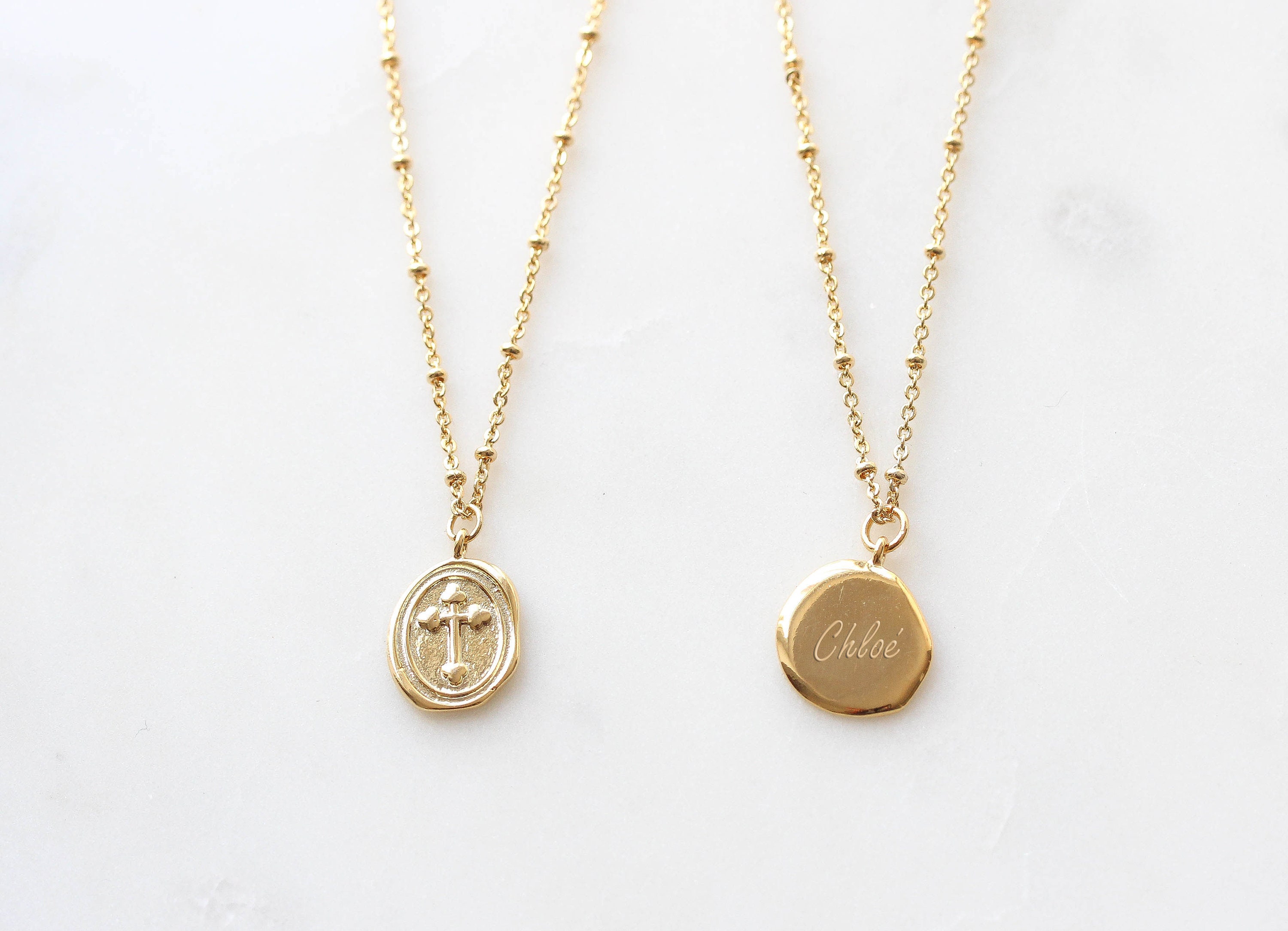 Gold Coin Necklace Cross Necklace 