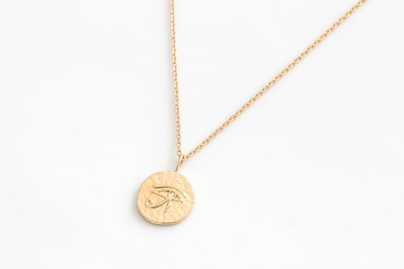 Egyptian Eye Gold Coin Necklace. Eye of Horus Antique Necklace - Etsy